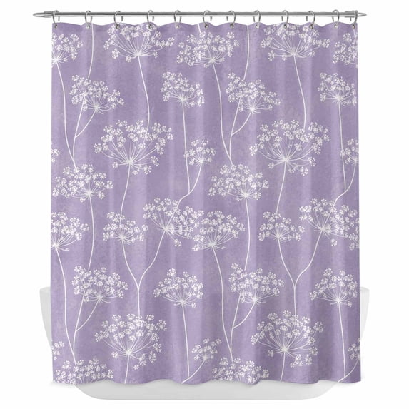 Spring Floral Shower Curtain - Water Repellent Fabric Shower Curtains Washable, Spring Rustic Wildflowers Plants Purple Decorative Polyester Cloth Bathroom Curtains Modern Bath Decor 72"x72"