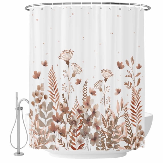 Spring Floral Shower Curtain, Waterproof Shower Curtains for Bathroom, Watercolor Elegant Pastoral Flowers Washable Fabric Bathtub Curtain Set Bath Decor with 12 Hooks 72"x78"
