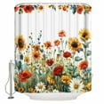 thumbnail image 1 of Spring Floral Shower Curtains for Bathroom Waterproof Fabric Bath Curtains Decor Bath Tub Curtain Summer Sunflower Botanical Decorative Shower Curtain Sets with 12 Hooks, 72x72 Inch, 1 of 6