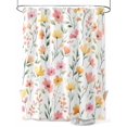 thumbnail image 1 of Spring Floral Standard Shower Curtain Set, Waterproof Shower Curtains for Bathroom, Summer Flowers Watercolor Botanical Washable Fabric Cloth Bath Curtain for Bathtub with Hooks 72x72 Inches, 1 of 6