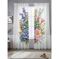 thumbnail image 1 of Spring Floral Succulents Sheer Curtains for Living Room Bedroom Watercolor Botanical Flowers Sheer Curtains 96 Inch Long 2 Panels Set Light Filtering Curtain Window Treatments Drapes for Dining Room, 1 of 6