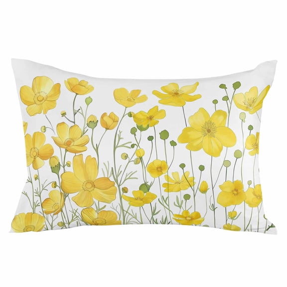 Spring Floral Summer Botanical Watercolor Queen Size Pillow Cover, Pillowcase Protectors with Zipper, Breathable Decorative Throw Pillow Case Cover, Pillow Shams for Couch Sofa 20x30Inch