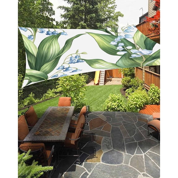Spring Floral Sun Shade Sail 12'X16' Campanula Isophylla UV Block Outdoor Sail Shades Breathable Waterproof Rectangular Sunshade for Patio Garden Pool Pergola Porch
