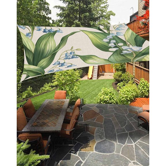 Spring Floral Sun Shade Sail 12'X16' Campanula Isophylla UV Block Outdoor Sail Shades Breathable Waterproof Rectangular Sunshade for Patio Garden Pool Pergola Porch