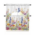 thumbnail image 1 of Spring Floral Swag Curtains for Living Room/Bedroom Windows, Summer Watercolor Botanical Colorful Kitchen Curtains and Valances Set 36 Inch Length, Light Filtering Swags Valance Curtain Panels, 1 of 5