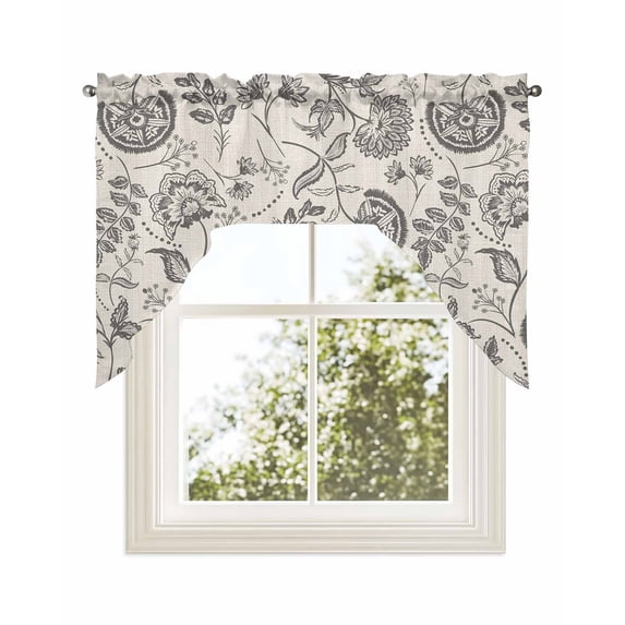 Spring Floral Swag Valance for Windows 56'' x 36'', Vintage Summer Botanical Farmhouse Light Filtering Kitchen Curtains Valances for Bathroom/Living Room/Bedroom/Café, Rod Pocket Curtain Panel