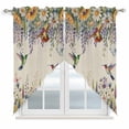 thumbnail image 1 of Spring Floral Swag Valances for Windows, Kitchen Curtains 36 Inch Length 2 Panels Set, Daisy Sunflowers Wisteria Hummingbird Beige Short Curtains for Small Windows Rod Pocket Cafe Curtains 28"x36", 1 of 8
