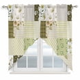 thumbnail image 1 of Spring Floral Swag Valances for Windows, Kitchen Curtains 36 Inch Length 2 Panels Set, Yellow Flowers Botanical Patchwork Grid Bohemia Short Curtains for Small Windows Cafe Curtains 28"x36", 1 of 8