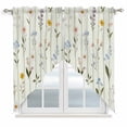 thumbnail image 1 of Spring Floral Swag Valances for Windows, Kitchen Window Curtains Over Sink, Summer Botanical Sage Green Striped Window Treatment Curtains for Living Room/Bedroom Curtains 2 Panel Sets 36"x45", 1 of 8