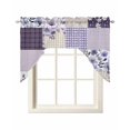thumbnail image 1 of Spring Floral Swag Valances for Windows, Small Curtains Drapes, Dark Purple Flowers Patchwork Grid Bohemia Kitchen Window Curtains Over Sink Window Treatment Valance for Bedroom/Bathroom 56"x36", 1 of 5