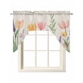 thumbnail image 1 of Spring Floral Swag Valances for Windows, Small Curtains Drapes, Pink Yellow Tulip Botanical Summer Kitchen Window Curtains Over Sink Rod Pocket Window Treatment Valance for Bedroom/Bathroom 56"x36", 1 of 5