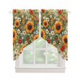 thumbnail image 1 of Spring Floral Swag Valances for Windows, Summer Sunflower Botanical Vintage Rod Pocket Sheer Valances for Small Windows, Swag Toppers Light Filtering for Kitchen Living Room 2 Panels 36''x36'', 1 of 6