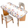 thumbnail image 1 of Spring Floral Table Cloths for 3 Foot Rectangle Tables, Elegant Flowers Farmhouse Botanical Patio Waterproof Elastic Fitted Tablecloths, Washable Rectangular Table Cover for Camping, 1 of 8