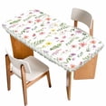 thumbnail image 1 of Spring Floral Table Cloths for 4 Foot Rectangle Tables, Pink Flowers Sage Green Plaid Pastoral Patio Waterproof Elastic Fitted Tablecloths, Washable Rectangular Table Cover for Camping, 1 of 8