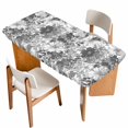 thumbnail image 1 of Spring Floral Table Cloths for 4 Foot Rectangle Tables, Retro Country Flowers Leaves Botanical Gray Patio Waterproof Elastic Fitted Tablecloths, Washable Rectangular Table Cover for Camping, 1 of 8