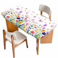 thumbnail image 1 of Spring Floral Table Cloths for 5 Foot Rectangle Tables, Butterflies Botanical Farmhouse Patio Waterproof Elastic Fitted Tablecloths, Washable Rectangular Table Cover for Camping, 1 of 8
