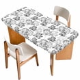 thumbnail image 1 of Spring Floral Table Cloths for 5 Foot Rectangle Tables, Grey Dandelion Plants Pastoral Flower Botanical Patio Waterproof Elastic Fitted Tablecloths, Washable Rectangular Table Cover for Camping, 1 of 8