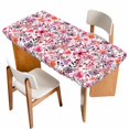 thumbnail image 1 of Spring Floral Table Cloths for 5 Foot Rectangle Tables, Modern Watercolor Flowers Botanical Patio Waterproof Elastic Fitted Tablecloths, Washable Rectangular Table Cover for Camping, 1 of 8