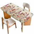 thumbnail image 1 of Spring Floral Table Cloths for 5 Foot Rectangle Tables, Watercolor Lavender Daisy Butterflies Beige Patio Waterproof Elastic Fitted Tablecloths, Washable Rectangular Table Cover for Camping, 1 of 8