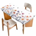 thumbnail image 1 of Spring Floral Table Cloths for 6 Foot Rectangle Tables, Elegant Pastoral Flowers Botanical Patio Waterproof Elastic Fitted Tablecloths, Washable Rectangular Table Cover for Camping, 1 of 8