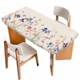 thumbnail image 1 of Spring Floral Table Cloths for 6 Foot Rectangle Tables, Farmhouse Summer Botanical Flowers Patio Waterproof Elastic Fitted Tablecloths, Washable Rectangular Table Cover for Camping, 1 of 8