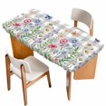 thumbnail image 1 of Spring Floral Table Cloths for 6 Foot Rectangle Tables, Grey Plaid Pink Blue Flowers Butterfly Patio Waterproof Elastic Fitted Tablecloths, Washable Rectangular Table Cover for Camping, 1 of 8