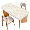 thumbnail image 1 of Spring Floral Table Cloths for 6 Foot Rectangle Tables, Vintage Simple Flowers Pattern Beige Patio Waterproof Elastic Fitted Tablecloths, Washable Rectangular Table Cover for Camping, 1 of 8