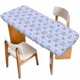 thumbnail image 1 of Spring Floral Table Cloths for 8 Foot Rectangle Tables, Retro Flowers Leaves Botanical Light Blue Patio Waterproof Elastic Fitted Tablecloths, Washable Rectangular Table Cover for Camping, 1 of 8