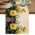 thumbnail image 1 of Spring Floral Table Runner 70 Inches, Yellow Roses Flowers Rustic Botanical Pink Bed Runner Dresser Scarves Tabletop for Indoor Outdoor Parties/Ceremony/Banquet, 13" x 70", 1 of 9