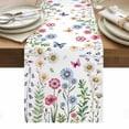 thumbnail image 1 of Spring Floral Table Runner - 72 Inch Long, Kitchen Dining Table Runner Dresser Scarves, Pink Blue Flowers Botanical Butterflies Farmhouse Decor for Coffee Tables Wedding Party Banquet, 1 of 8