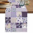 thumbnail image 1 of Spring Floral Table Runner 72 Inches, Dark Purple Flowers Patchwork Grid Bohemia Bed Runner Dresser Scarves Tabletop for Indoor Outdoor Parties/Ceremony/Banquet, 18" x 72", 1 of 8