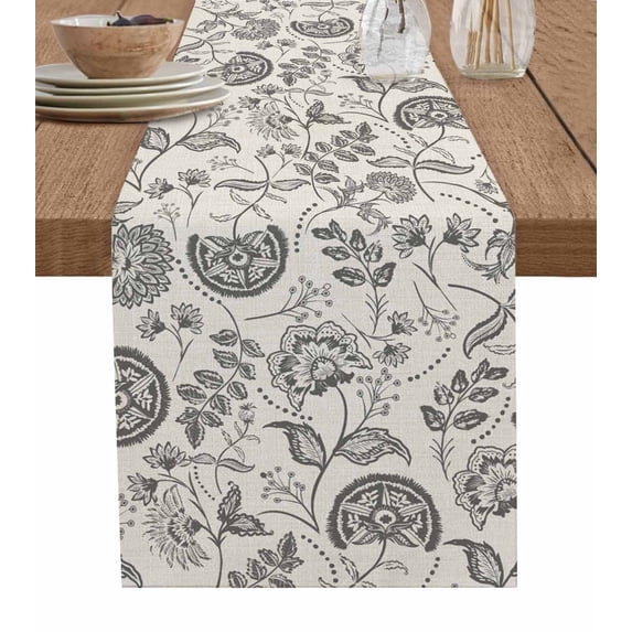 Spring Floral Table Runner Vintage Summer Botanical Farmhouse Tablerunners 13 x 120 Inch, Table Decorations Tabletop Scarf for Summer Gathering Holiday Farmhouse Kitchen Dining Decor