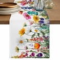 thumbnail image 1 of Spring Floral Table Runner, Yellow Pink Flowers Farmhouse Botanical Washable Cotton Linen Table Runners 120 Inches Long, Dresser Scarf Runner for Dining/Living Room/Kitchen/Square Tables 13''x120'', 1 of 9