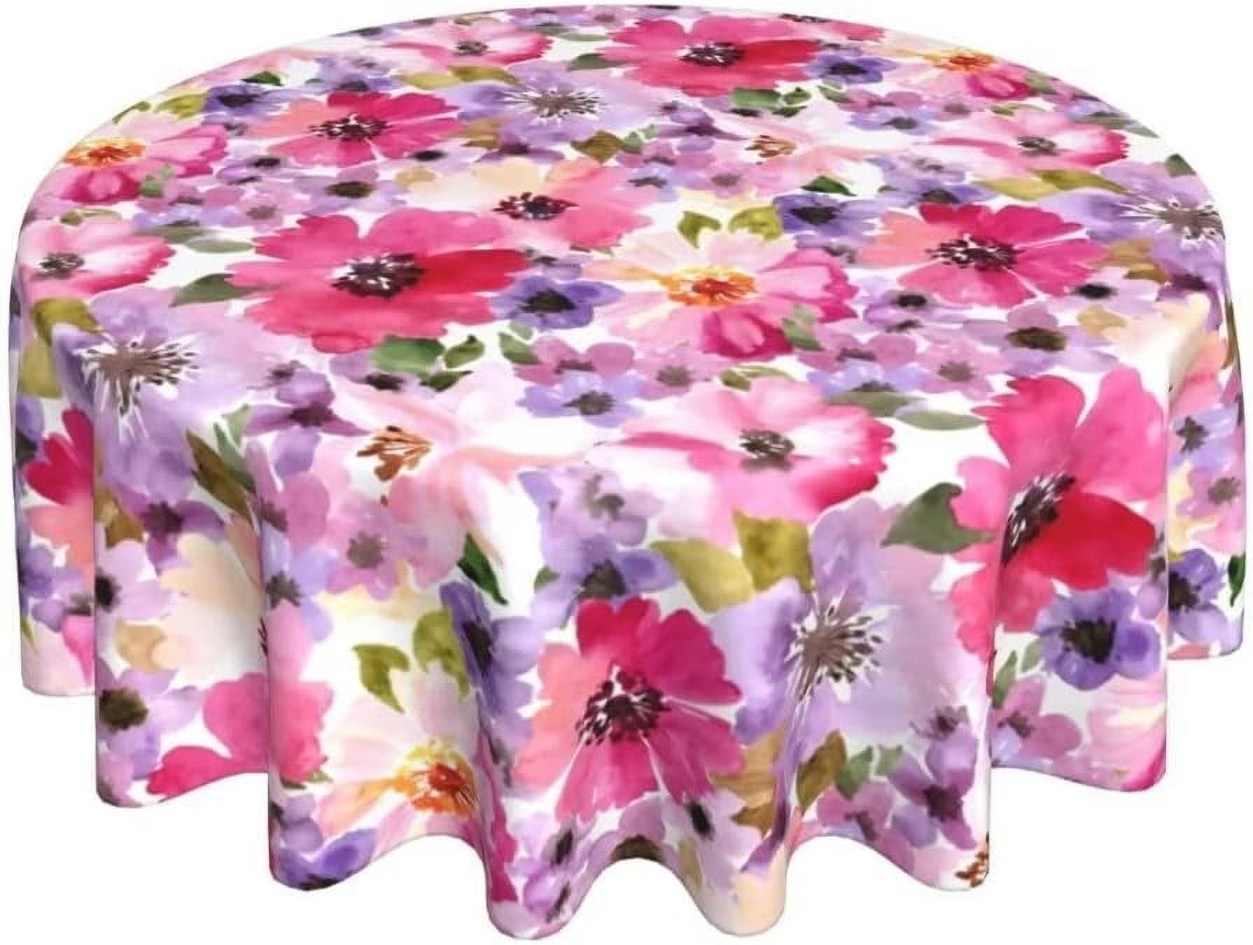 Spring Tablecloths Spring Floral Tablecloth 60 Inch Round, Spring Summer Watercolor Flower ...