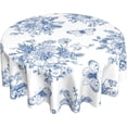 thumbnail image 1 of Spring Floral Tablecloth Round 60 Inch Ruitic Butterfly Table Cloth Waterproof Fabric Farmhouse Blue White Flower Tablecloths Decorative for Holiday Home Party Wedding Picnic, 1 of 6