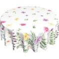 thumbnail image 1 of Spring Floral Tablecloth Round 60 Inch Summer Wildflower Butterfly Table Cloth Rustic Farmhouse Tablecloth Polyester Farmhouse Table Cover for Kitchen Dining Room Party Spring Summer Easter Home Decor, 1 of 6