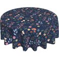 thumbnail image 1 of Spring Floral Tablecloth Round 60 Inches Farmhouse Navy Blue Background Wildflower Round Tablecloth Polyester Washable Table Cover Table Cloth for Kitchen Dining Room Picnic Patio Party, 1 of 6
