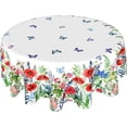 thumbnail image 1 of Spring Floral Tablecloth Watercolor Flower Butterfly Round Tablecloth 60 Inch Green Leaves Farmhouse Decorative Table Cover for Picnic Party Dining Table Living Room Kitchen Decor, 1 of 6