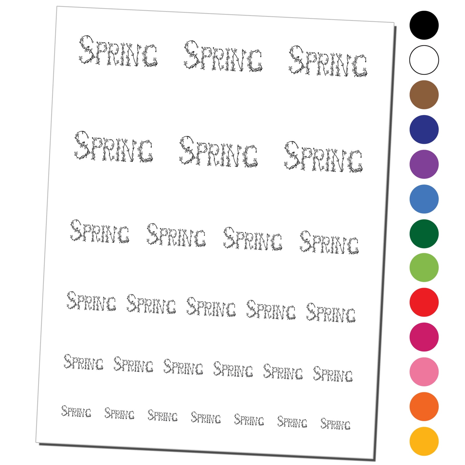 Spring Floral Text Water Resistant Temporary Tattoo Set Fake Body Art ...