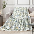 thumbnail image 1 of Spring Floral Throw - Blue & Yellow Watercolor Floral Blanket for Couch Sofa Camping, Farmhouse Cottagecore Flowers Bedding Decor, Soft Warm Flannel Throw for Women Girls, 50X60, 1 of 6