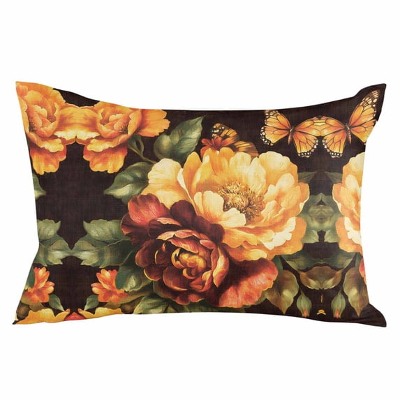 Spring Floral Throw Pillow Cover 20 x 30 Inch Decorative Pillow Cover Vintage Oil Painting Flower Butterfly Lumbar Pillowcase Seasonal Rectangle Cushion Case for Couch Sofa Bed Living Room
