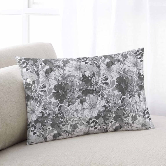 Spring Floral Throw Pillow Covers, Retro Country Flowers Leaves Botanical Gray Soft Breathable Pillow Cases with Invisible Zipper for Sleeping, Small Pillowcases for Couch Bed Sofa Chair 16x24 Inches