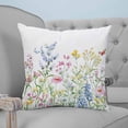 thumbnail image 1 of Spring Floral Throw Pillow Covers, Soft Pillowcases with Invisible Zipper, Colorful Watercolor Botanical Summer Decorative Square Pillow Cushion Covers for Living Room Couch Sofa Bed 16x16 Inches, 1 of 8