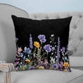 thumbnail image 1 of Spring Floral Throw Pillow Covers, Soft Pillowcases with Invisible Zipper, Summer Botanical Elegant Black Decorative Square Pillow Cushion Covers for Living Room Couch Sofa Bed 26x26 Inches, 1 of 8