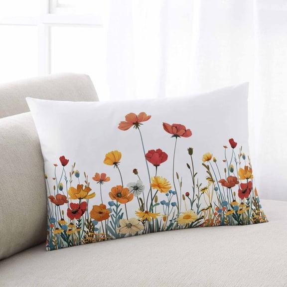 Spring Floral Throw Pillow Covers, Watercolor Elegant Botanical Summer Soft Breathable Pillow Cases with Invisible Zipper for Sleeping, Small Pillowcases for Couch Bed Sofa Chair 16x24 Inches