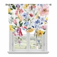 thumbnail image 1 of Spring Floral Tie Up Curtain 45 Inches Long, Romantic Gradient Red Pink Yellow Flower Farmhouse Balloon Style Kitchen Window Curtain Over Sink, Small Window Rod Pocket Curtain 52"x45", 1 of 9