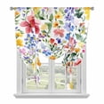 thumbnail image 1 of Spring Floral Tie Up Curtain 63 Inches Long, Gradient Blue Pink Yellow Flower Romantic Farmhouse Balloon Style Kitchen Window Curtain Over Sink, Small Window Rod Pocket Curtain 52"x63", 1 of 9
