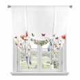 thumbnail image 1 of Spring Floral Tie Up Curtain 63 Inches Long, Red Blue Wildflower Plant Butterfly Balloon Style Kitchen Window Curtain Over Sink, Small Window Rod Pocket Curtain 42"x63", 1 of 9