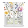 thumbnail image 1 of Spring Floral Tie Up Curtain 63 Inches Long, Romantic Gradient Blue Red Yellow Flowers Farmhouse Balloon Style Kitchen Window Curtain Over Sink, Small Window Rod Pocket Curtain 42"x63", 1 of 9