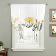 thumbnail image 1 of Spring Floral Tie Up Curtain 63 Inches Long, Rustic White Yellow Blue Flowers Farmhouse Vintage Balloon Style Kitchen Window Curtain Over Sink, Small Window Rod Pocket Curtain 52"x63", 1 of 9